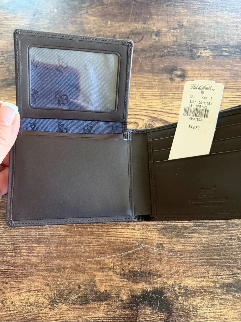 Brooks Brothers Men's Classic Brown Leather Bifold Wallet